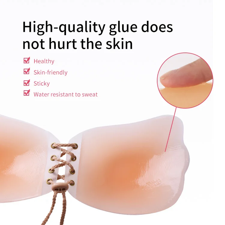push gather waterproof sticky silicone nipple closure bralette tops strapless bra for small boobs