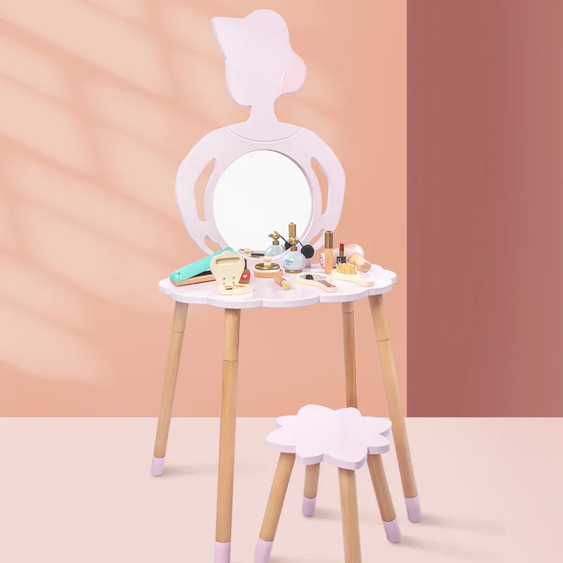 Kids Makeup Kit Princess Wood Makeup Set Toy Gift for Girls Role Playing & Makeup Play