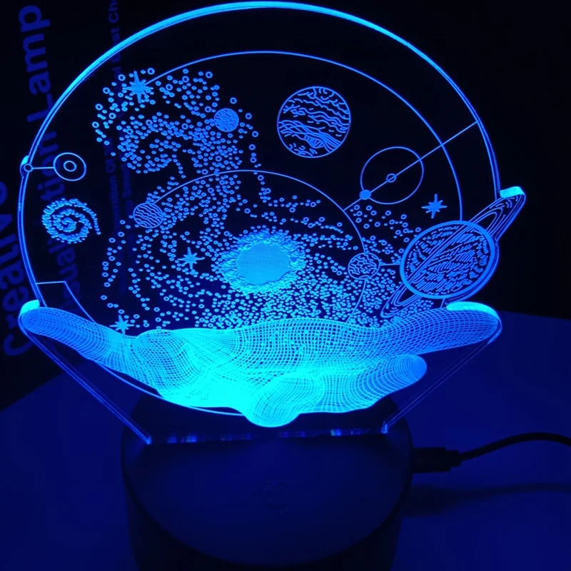 Room Decoration 3D Optical Illusion Lamp Universe Space Galaxy LED Night Light with Remote for Space Lover Boys and Girls Gift