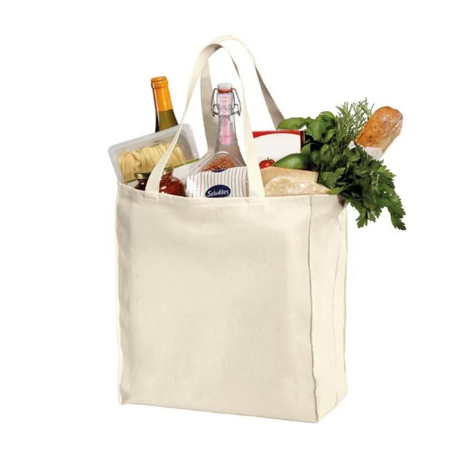 Promotional Carry Long Handle Customer Design Shopping Tote 100% Cotton Bag With Logo