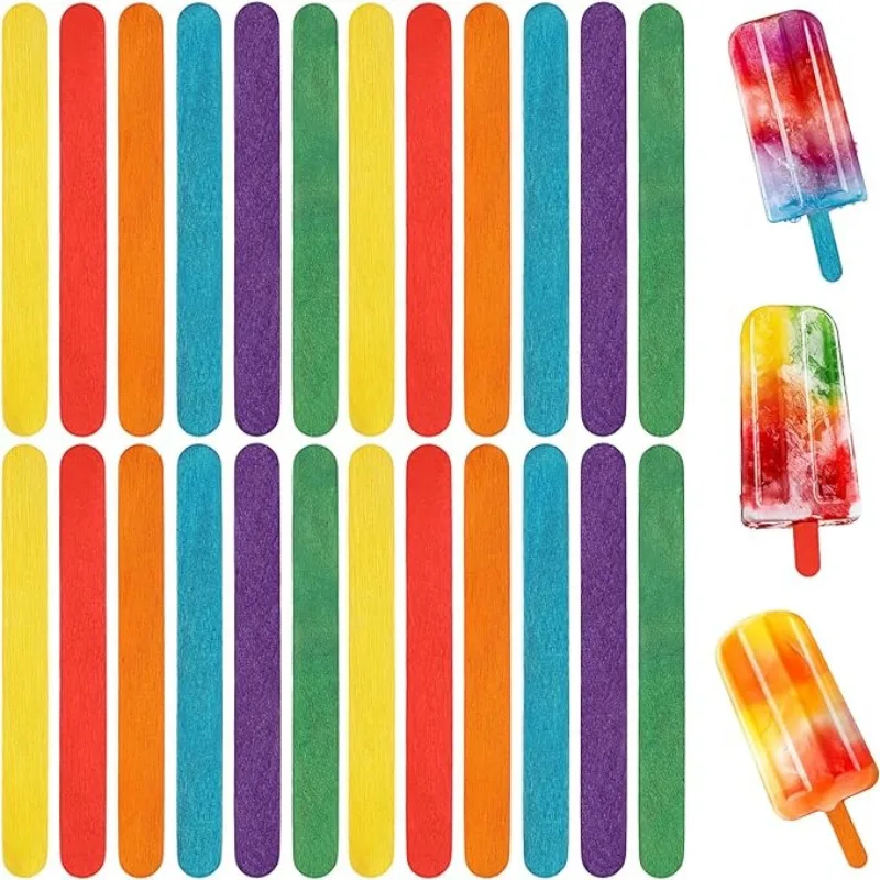 Cheap Wholesale Wooden Bamboo Ice Cream Tools Sticks Colored Custom Wood for Arts Craft Popsicle Sticks with Logo
