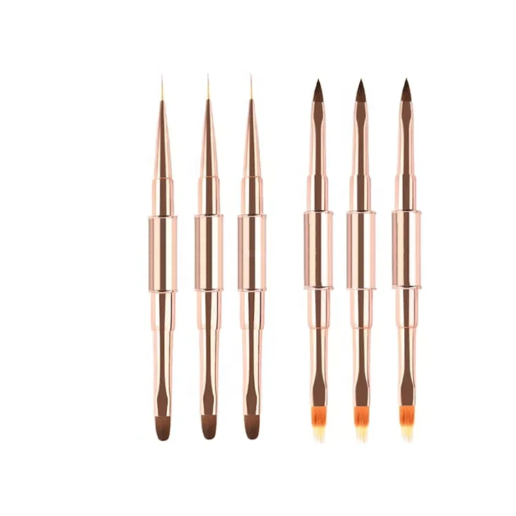 Hot Popular 3D Liner Gel Manicure Painting Rose Gold Double Side Nail Art Brush