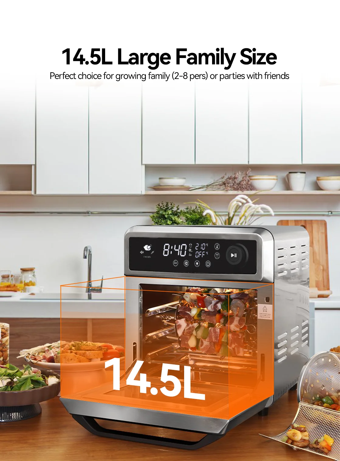 All in 1 LED Screen Digital Control Panel Smart Air Fryer Oven For Household Or Commercial Professional Manufacturer