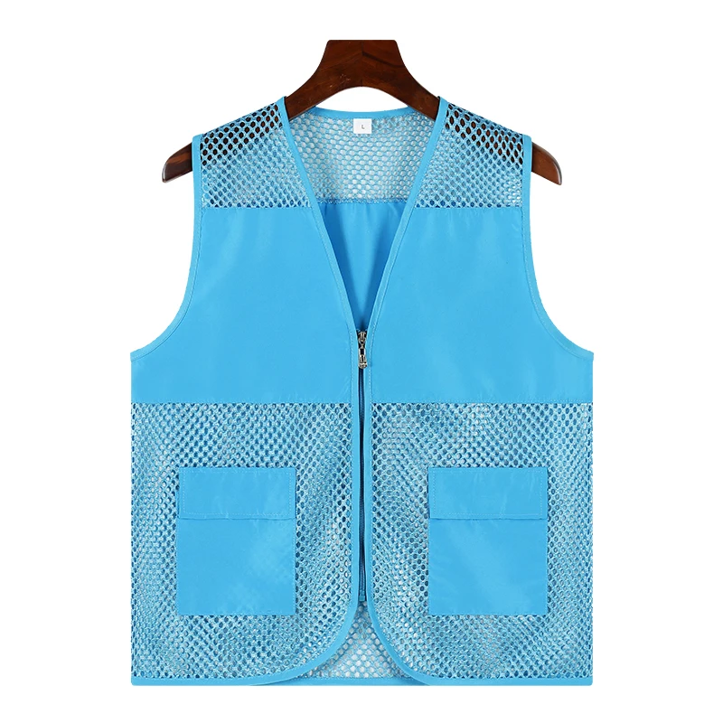 Cheap Safety Vest Fishing Vest Custom Work Uniform Vests Light Blue Color Men Women Unisex