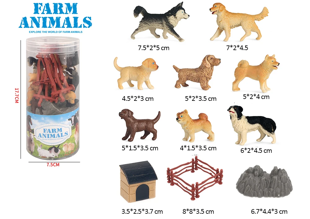 Accept custom PET tube mini plastic farm animal toy