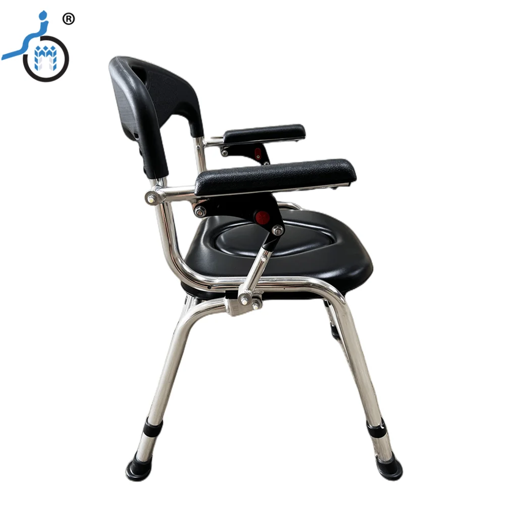 Складной медицинский прикроватный комод со съемным ведром для пожилых людей Походное туалетное кресло с подлокотниками и спинкой