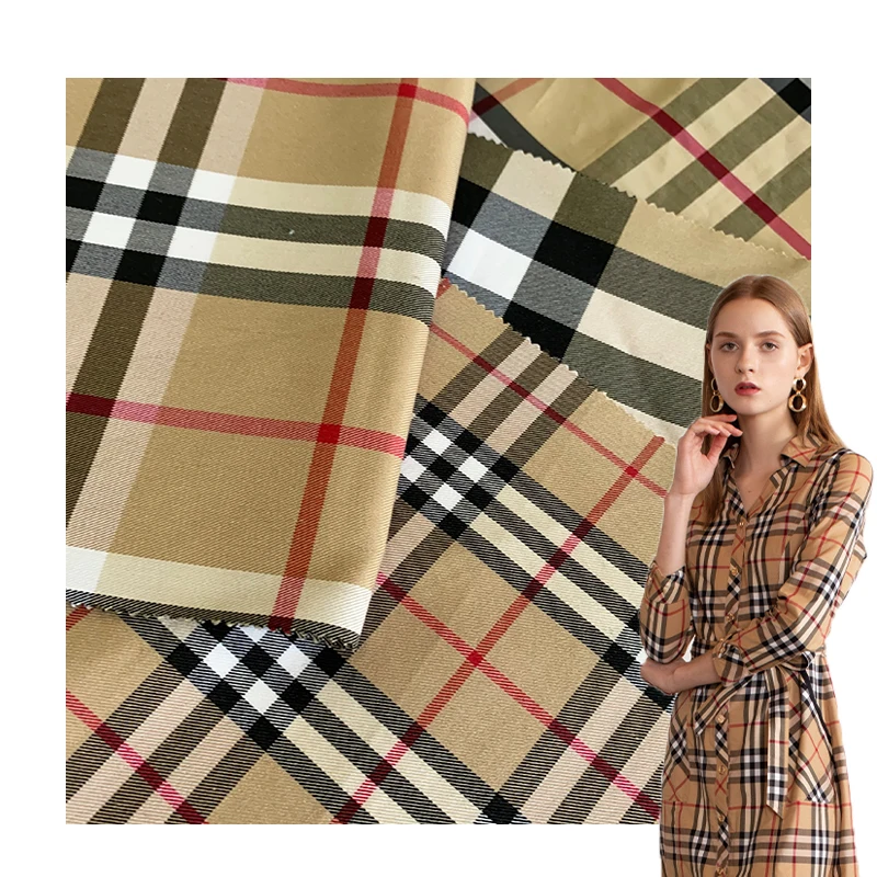 wholesale cloths textile print cotton elastane check woven shirt fabric