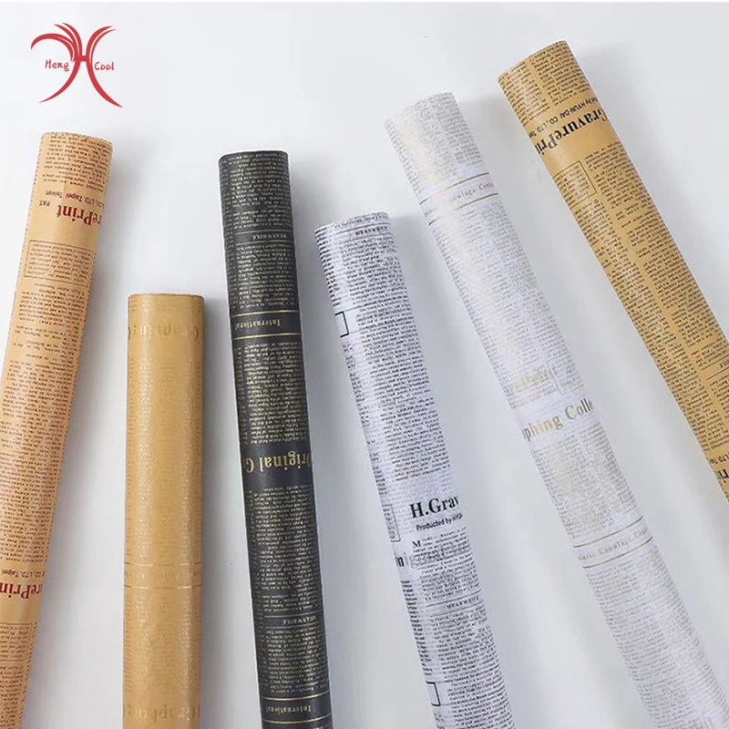 Classic Design English Newspaper pear paper flower wrapping paper 28 pieces lined with bouquet gift wrapping material