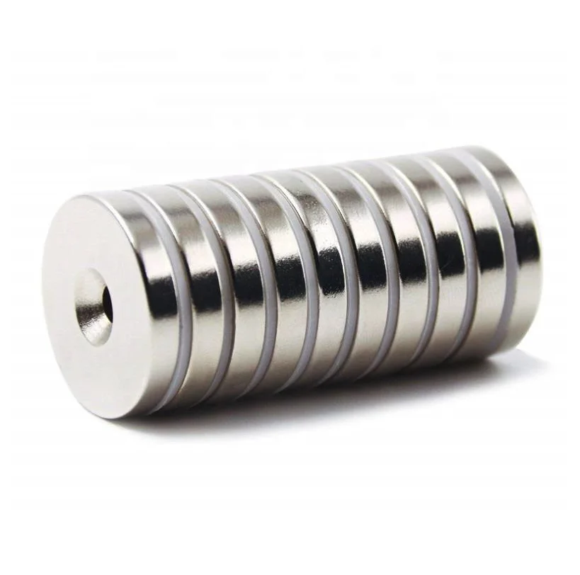 Strong circular neodymium magnets magnetic materials n52 disc neodymium magnet with countersunk hole for screw
