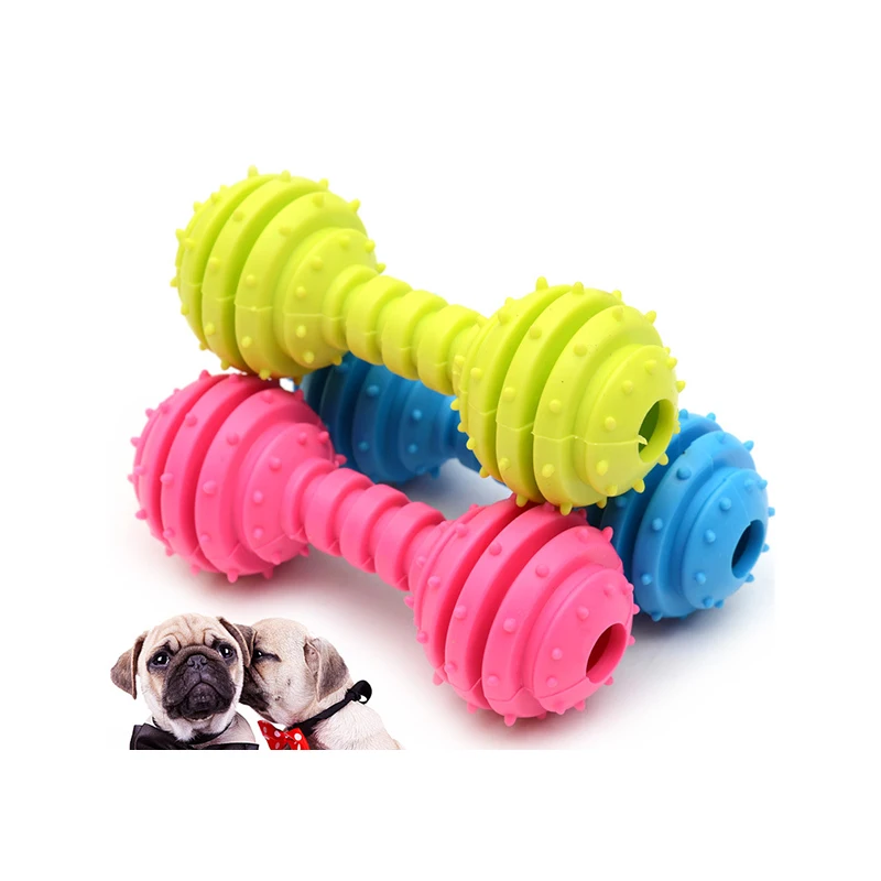 Wholesale Colorful Bone Shape TPR Pet Dog Toy Barbell Dog Chew Toy