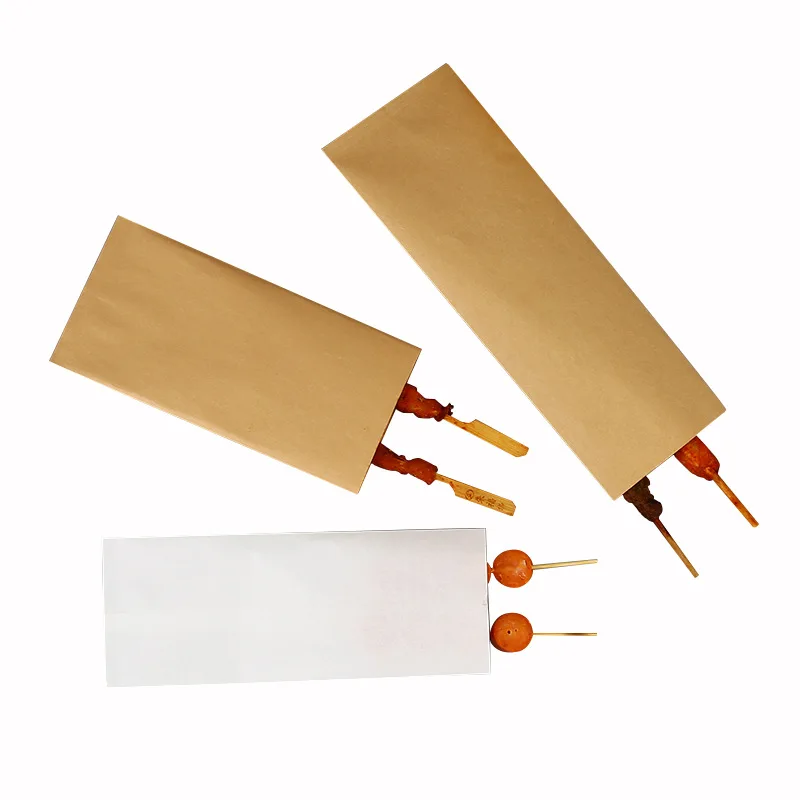 Disposable Portable Oilproof Membrane Inside Street Sausage Bbq Hamburger Hot Dog Packages Kraft Paper Bags