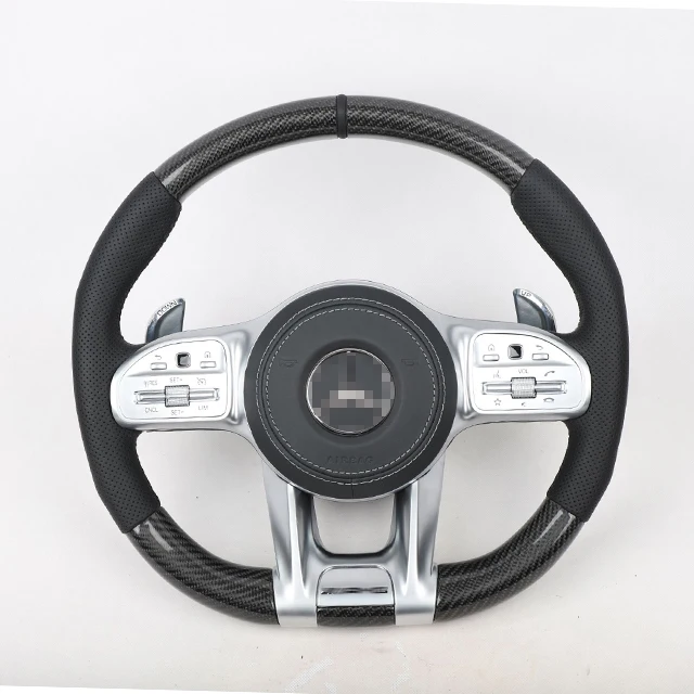 For Mercedes Benz Leather Carbon Fiber AMG Steering Wheel