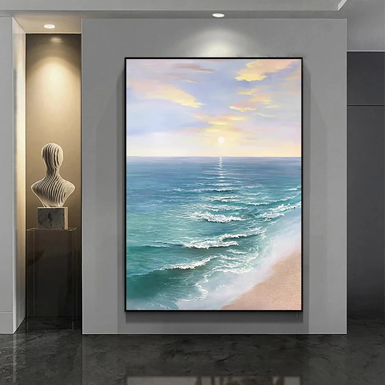 Home Decor Handmade Acrylic Ocean Waves Beach Artwork Abstract Wall Art 3D Textured Seascape Paintings