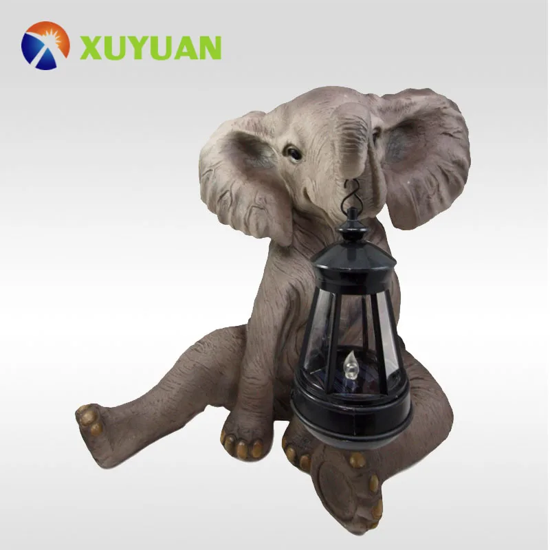 New Design Polyresin Animal Statues Figurines with Solar Light LED for Garden Decorations