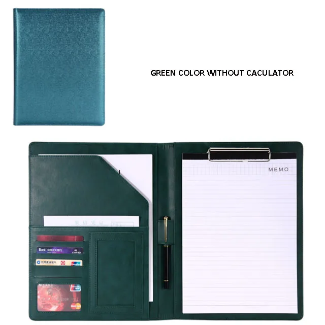 High quality Personalized  PU leather file folder portfolio with custom logo engraved