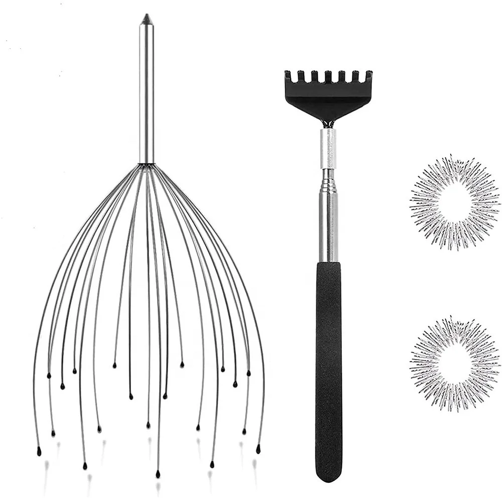 Spider 20 Claws Wire Head Massager Finger Acupuncture Massage Rings stainless Steel Head Scratcher Massager