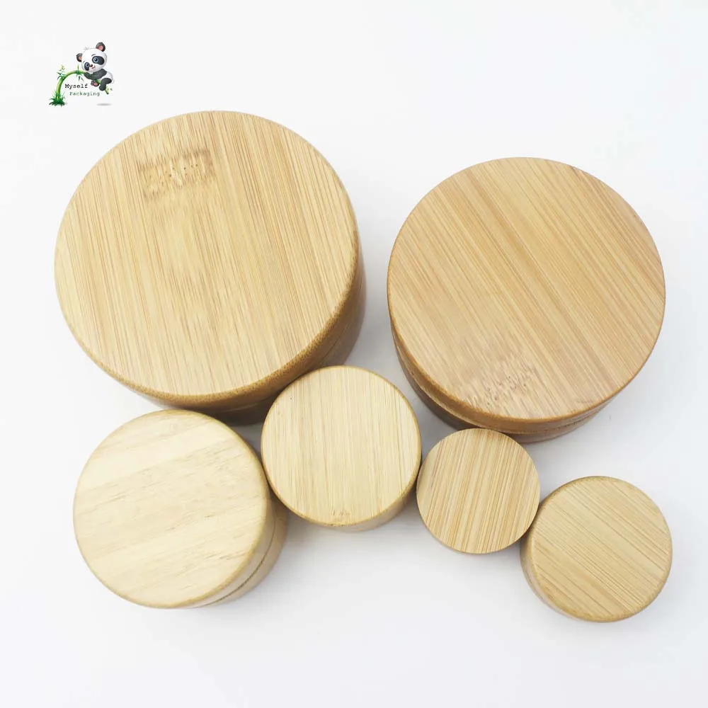 Hot Sale Luxury Cosmetic Cream Container 250g Natural bamboo aluminum jar with fast deliver ABJ--009C