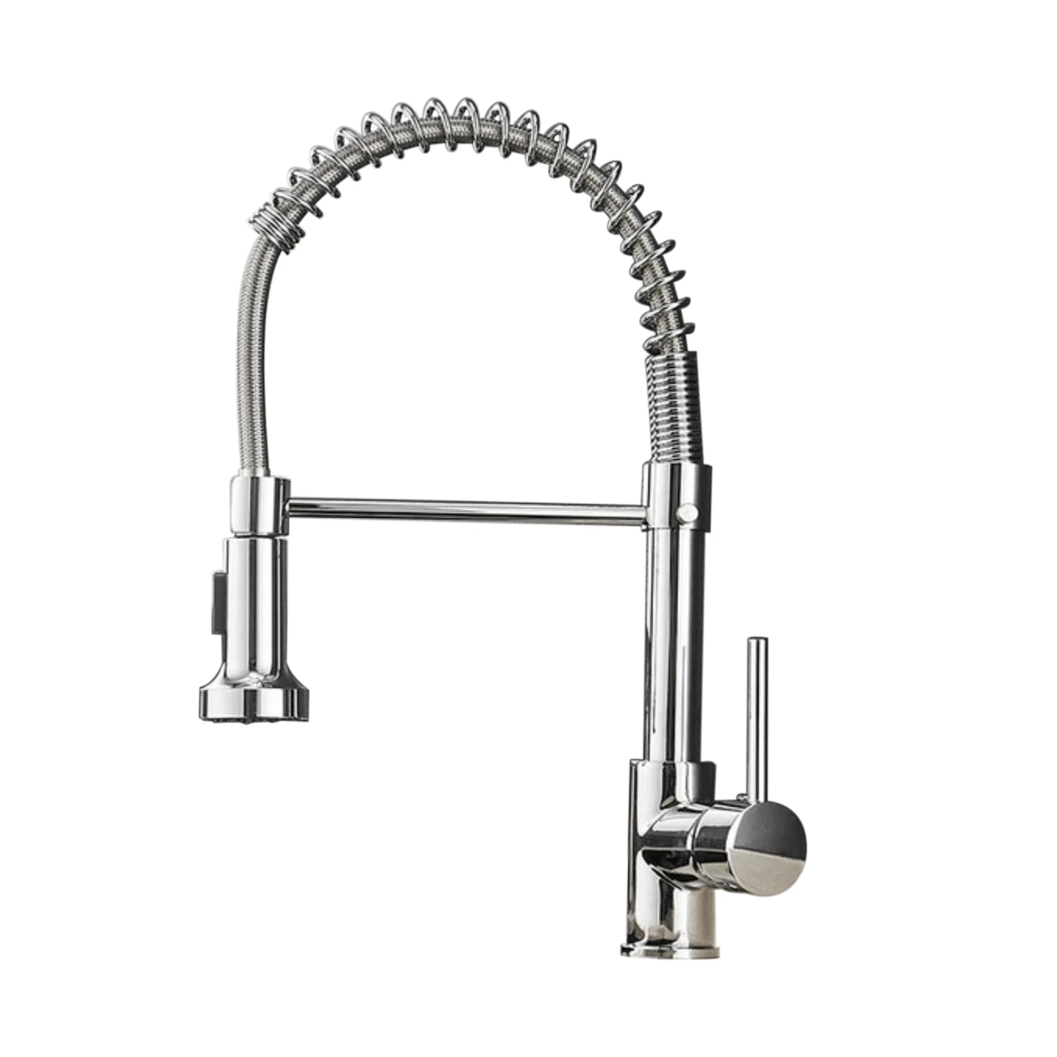 Industrial Chrome Pull-Down Kitchen Spring Coil Design Customizable Wholesale Options-Brushed Stainless Steel Single Valve
