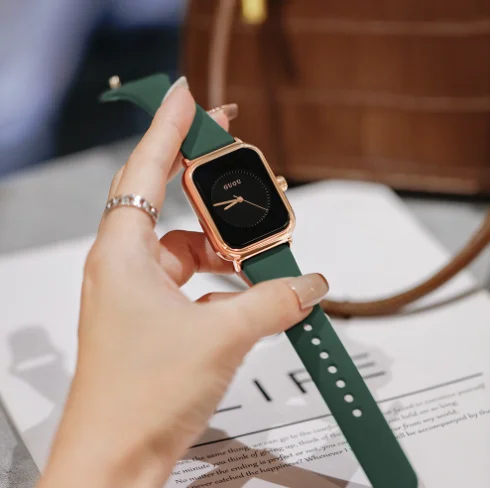 GUOU Silicone Band Square Ladies Fashion Watch Candy Dial No scale Watches Women Wrist Luxury Quartz Watch