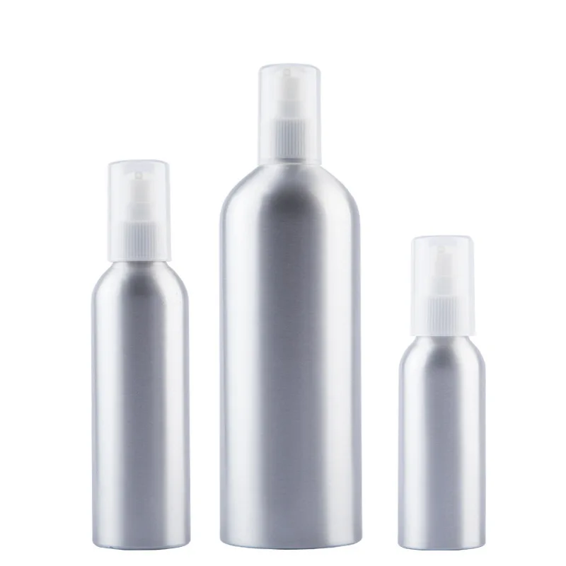 Best seller 30ml to 500ml metal screen printed silver round shoulder spray fine mist aluminum bottle
