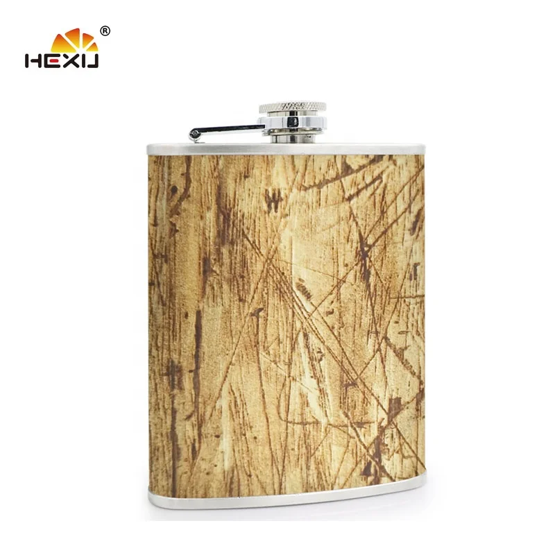 
Stainless Steel 6Oz Narure Wooden Hip Flask With Shot Glass And Funnel Set 