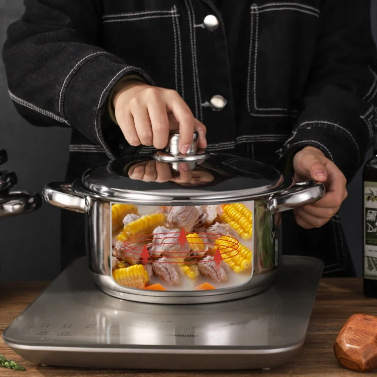 
Hot sale 10pcs Sandwich Bottom Royal Prestige Non Stick Stainless Steel Happy Baron Cookware Hot Pot Set cookware sets Induction 