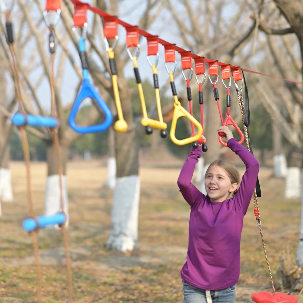 Ninja Obstacle Course for Kids Backyard, Double Weatherproof Slacklines and Accessories ninja course amusements