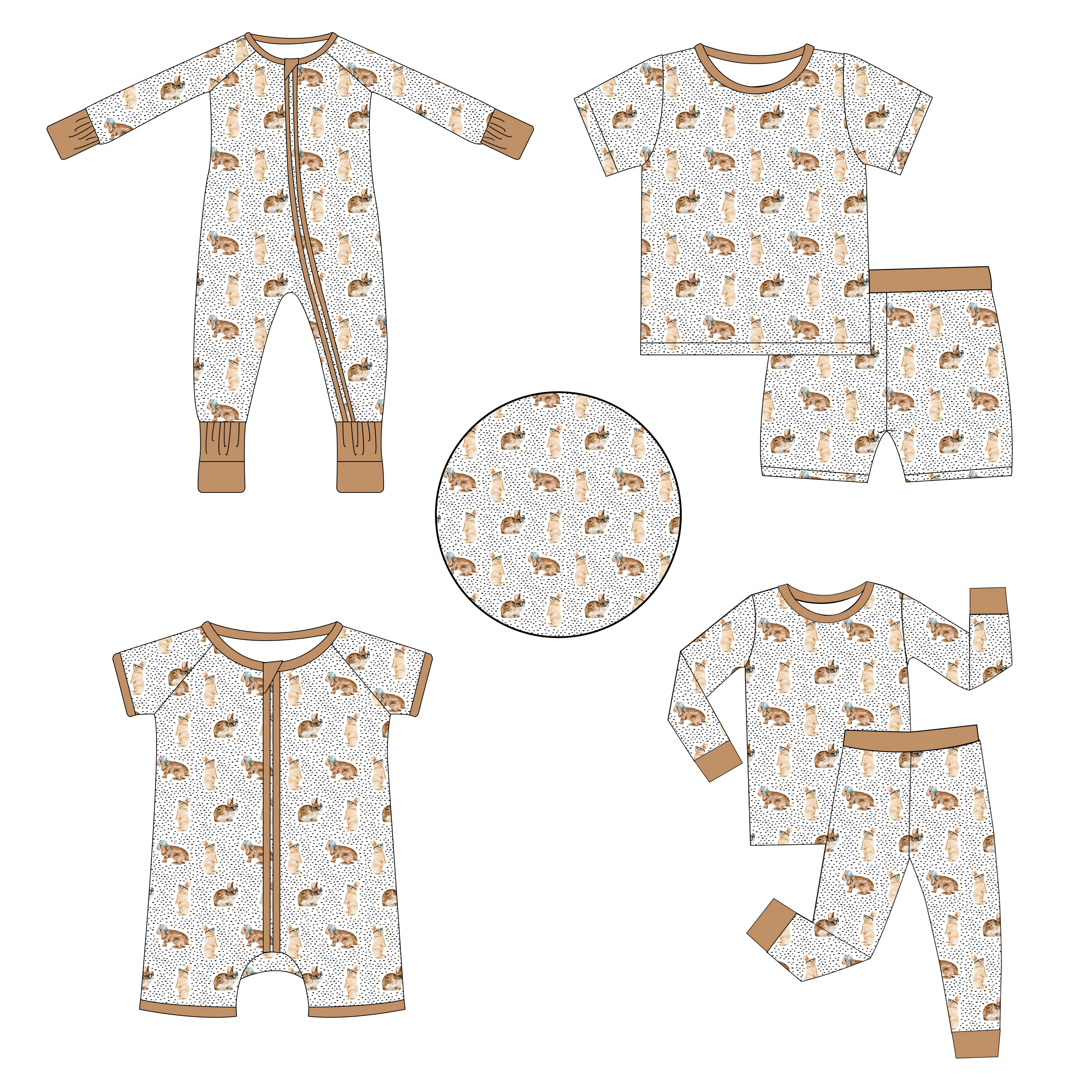 Wholesale Infant Kids Zipper Bodysuit Onesies Baby Clothes Romper Christmas Custom Bamboo Baby Pajama