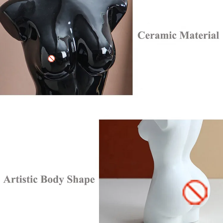 Porcelain Flower Vases Elegent Style Ceramic Body Modern Vase  White Black Home Deco Ceramic Vase