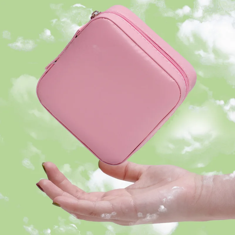 Mini portable Jewelry Organizer Display Travel Jewelry Case Boxes Zipper Leather Storage Zipper Jewelers