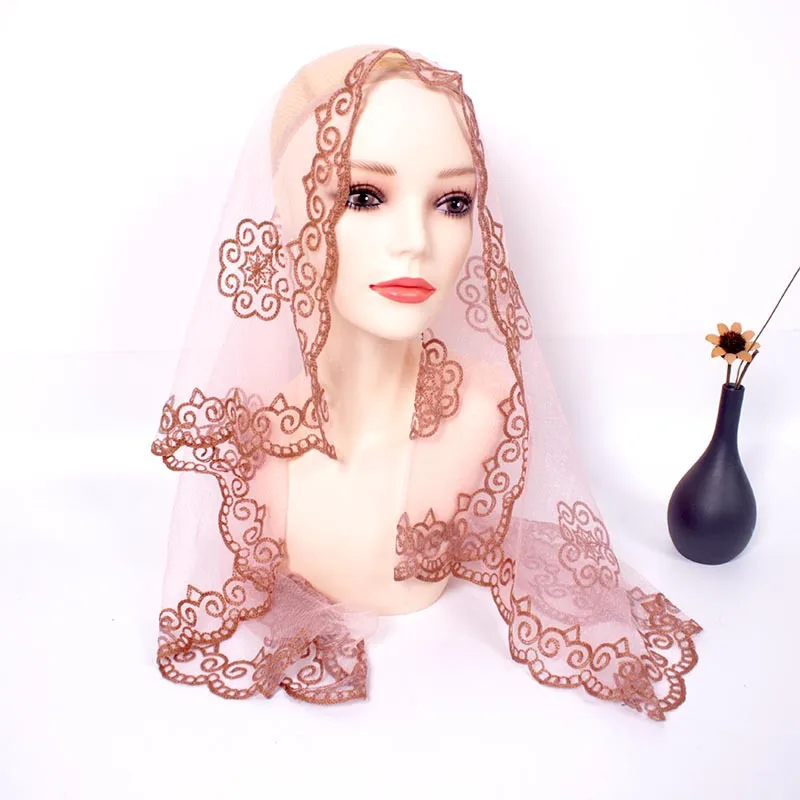 Wholesale Fashion Embroidery Voile Lace Veil Muslin Scarf Women Hijab for Head Covering