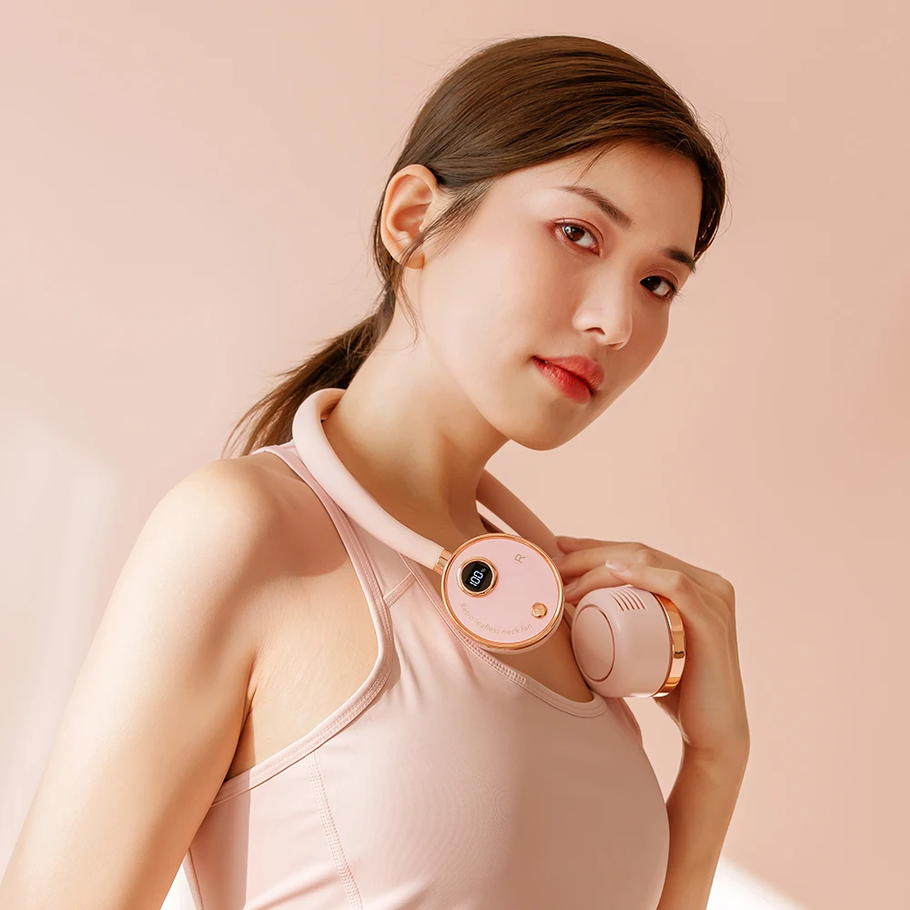 Summer new lazy hanging neck leafless fan portable mini hanging neck electric fan outdoor sports charging usb