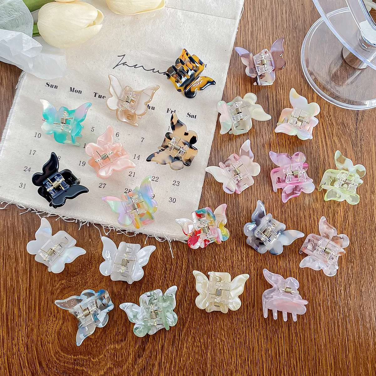 Dowell Sweet Butterfly Shape Colorful Mini Size Acetic Acid Hair Clip