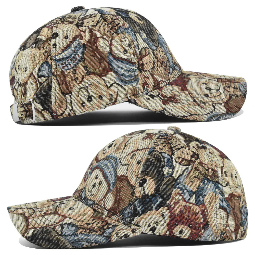 New Hot Sale Designer Fashion Sports Hats Wholesale Cartoon Cute Bear Print Flat Baseball Cap