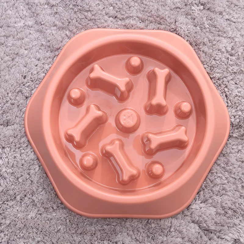 2022 New plastic pet slow feeder multicolor pet rice bowl dog bowl bone anti choking slow food bowl