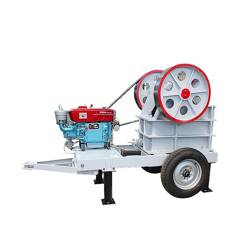 Mobile  PE 250x400  jaw crusher machine with diesel engine and big wheels crusher for gold mining