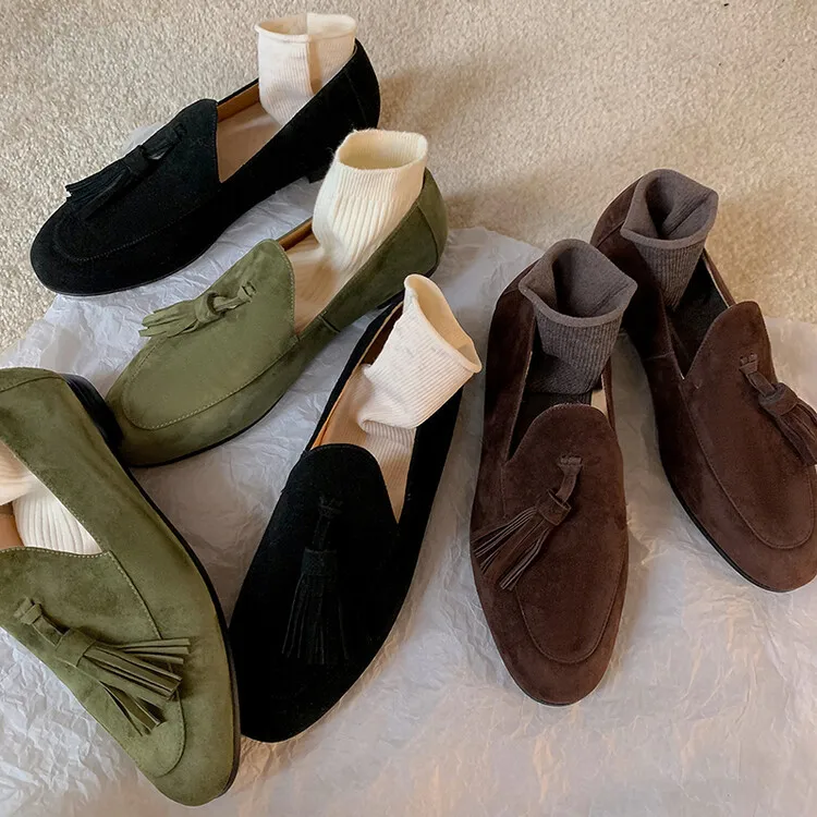 XINZI RAIN Private Label Female Loafer Shoes High Quality Suede Leather Soft Sole Women Flat Loafer Shoes For Ladies