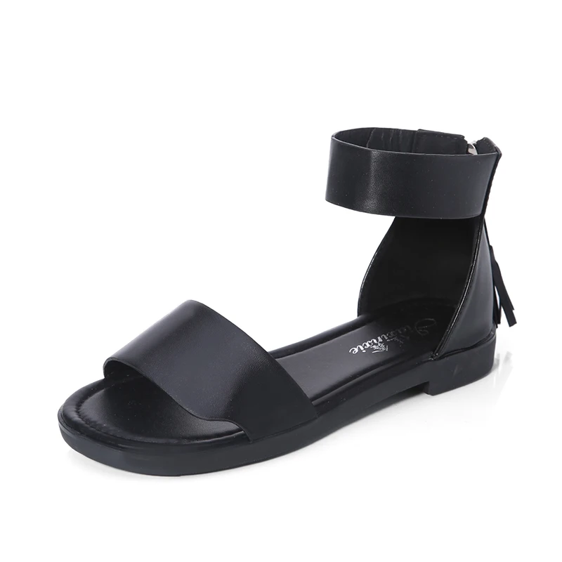 2022 new design summer lady Korean pure color fashion wedges middle-heel casual sandals with one-button belt