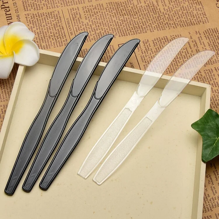 Disposable black plastic packaging Western knife thickened cake cutter steak knife tableware knife