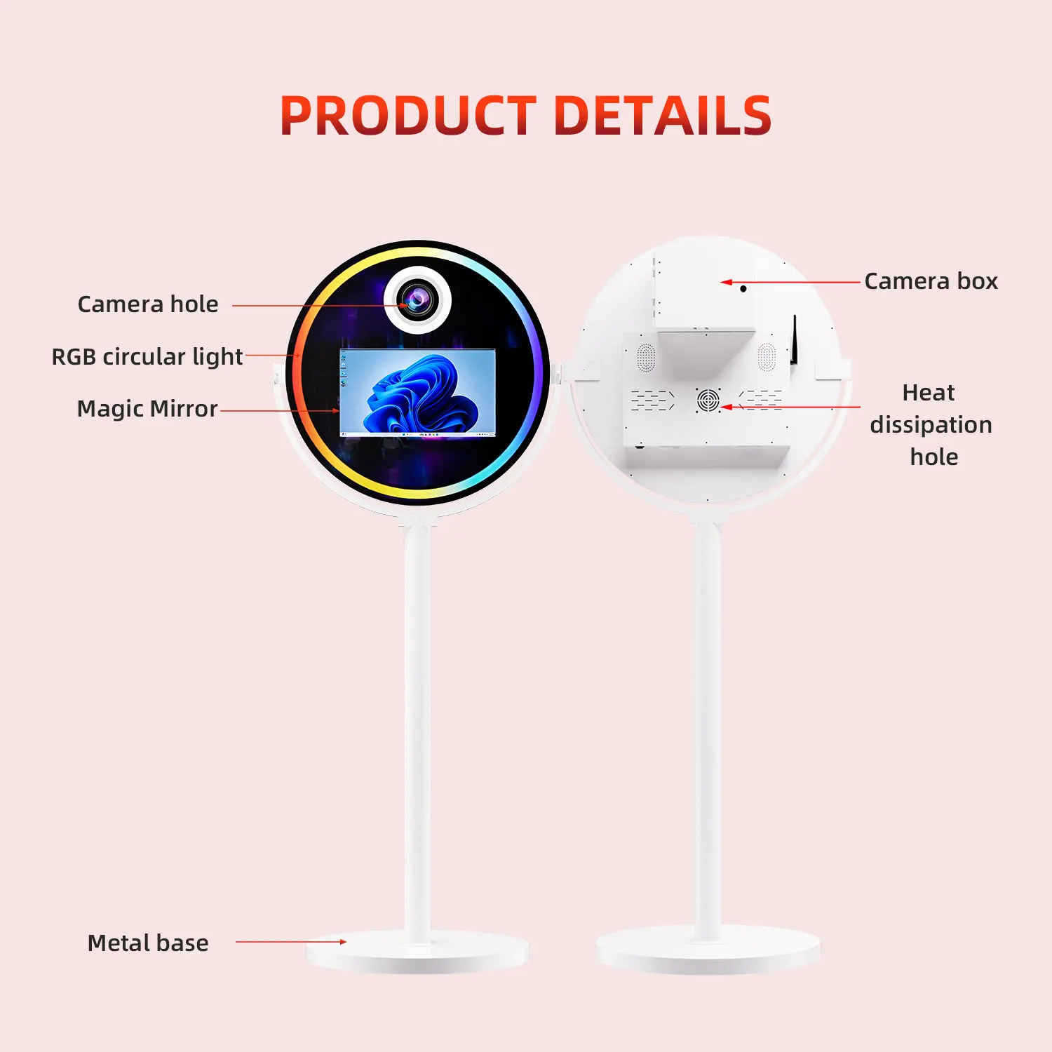 Candid Circle Magic Mirror Photo Booth 15.6 Inch Touch Screen With Selfie Photo Booth For Beauty Shop