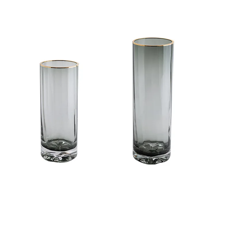 Оптовая продажа современных роскошных стеклянных цилиндрических ВАЗ: Северное украшение для дома серое