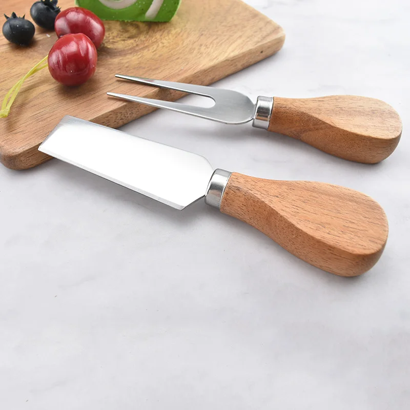 Wholesale Custom Kitchen Acacia Wooden Mini Cheese Board with Knife Laser Logo Cheese Cutting Tools Home Use Box Packed