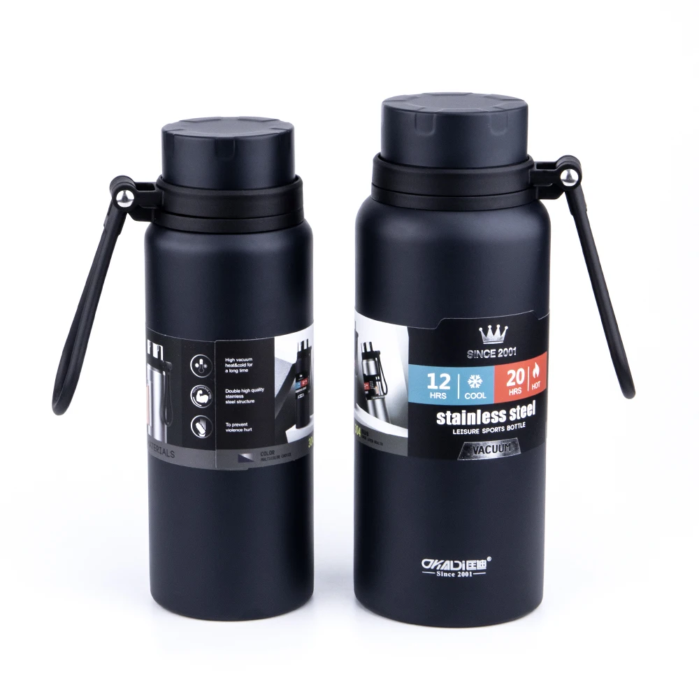 
650ml 950ml Custom logo double wall insulated stainless steel water bottle wide mouth vacuum thermos 