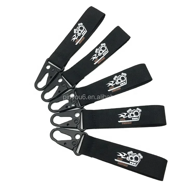 Promotional gift custom embroidered keychain key tag Aviation Jet tag Key ring carabiner woven sublimated key tag