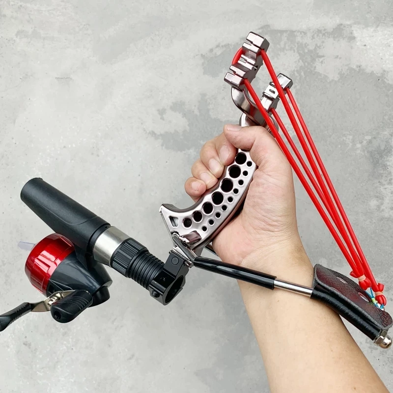 Professional Outdoor Equipment New Alloy Slingshot Shooting Fishing Dart Hunting Paintball Reel Rest Catapult
