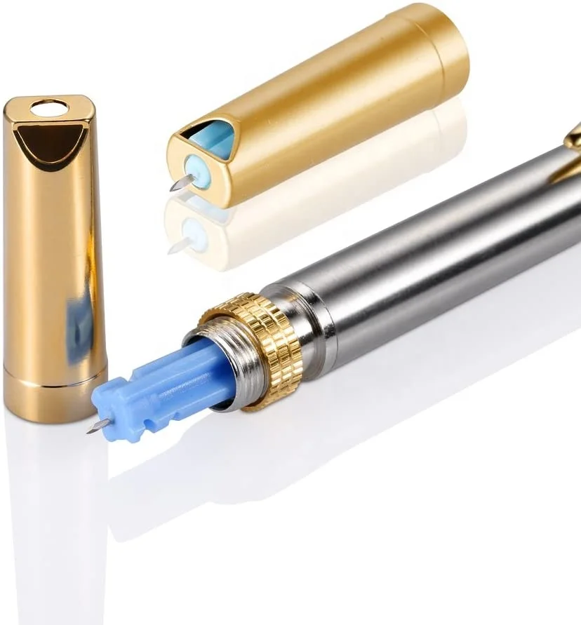 Painless Automatic Sterile Gold Plated Blood Lancet Pen Cupping Acupuncture Blood Lancet Device Blood Test Pen