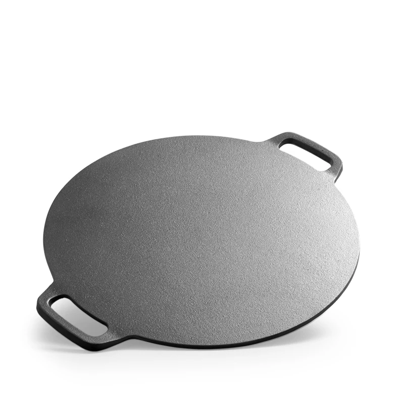 Hot Sale Non-Stick Korean Barbecue BBQ Griddle Plate Round Cast Iron Grill Pan With Double Handle