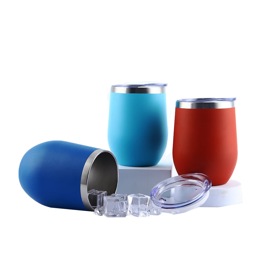 2021 Double wall insulated  12oz wine cups  stainless steel cups popular color wine tumbler with straws