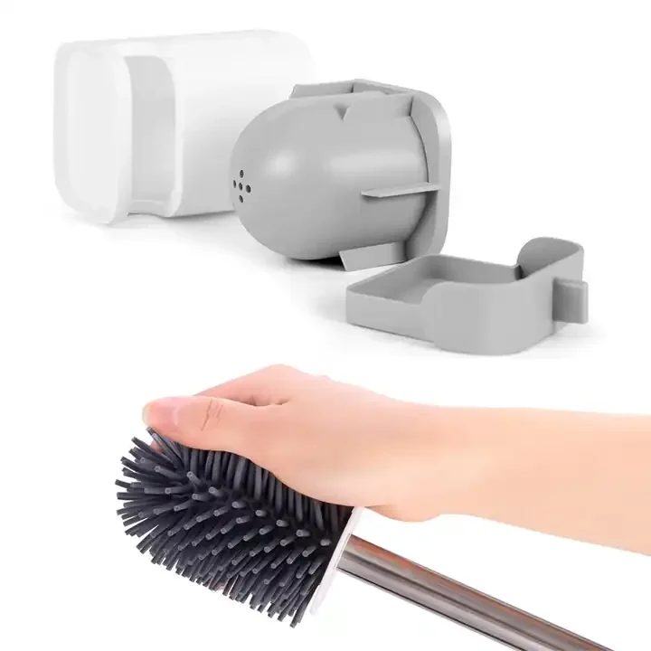 Masthome Wall-mounted Design Soft TPR Toilet Cleaning Brush  Bathroom WC Silicon Toilet Brush with Holder