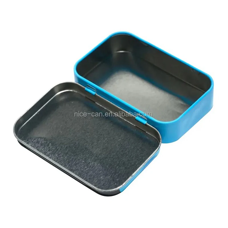 Factory Directly Chewing Gum Tin Metal Hinged Mini Small Mint Candy Tin Box Metal Packaging Rectangle Custom Breath Mint Tin